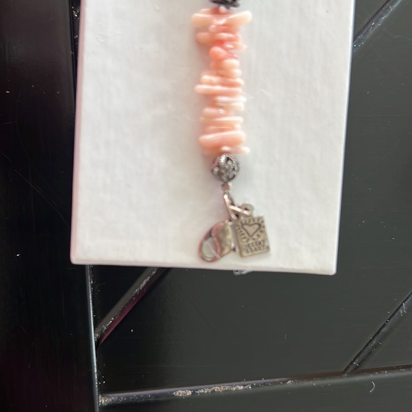 Desert Heart Bead and coral bracelet.  Colorful beads peach, green and blue - Picture 3 of 3